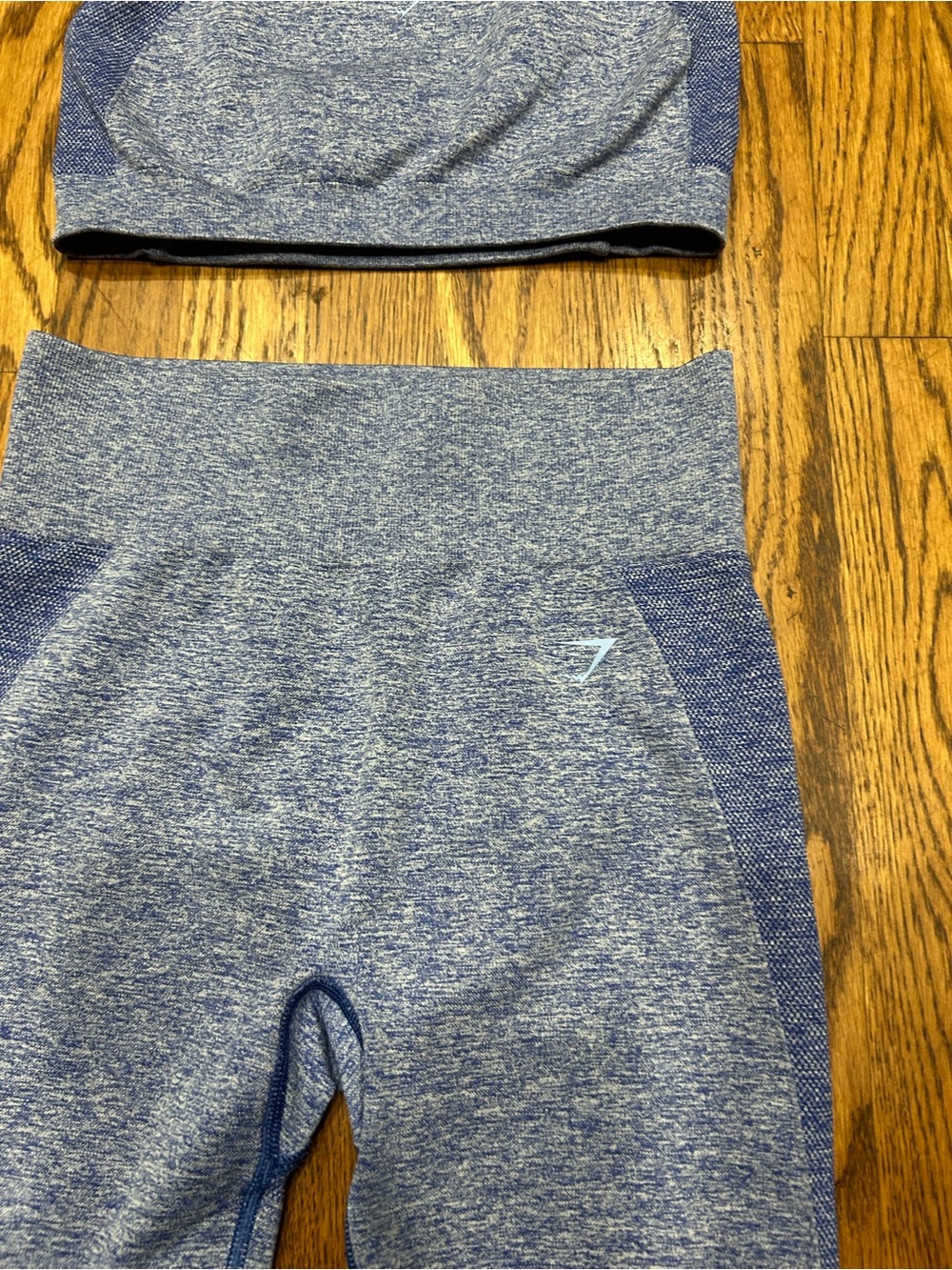 Gymshark Seamless Blue Marl Two-Piece Workout Set Sports Bra & Leggings Medium - Picture 5 of 9